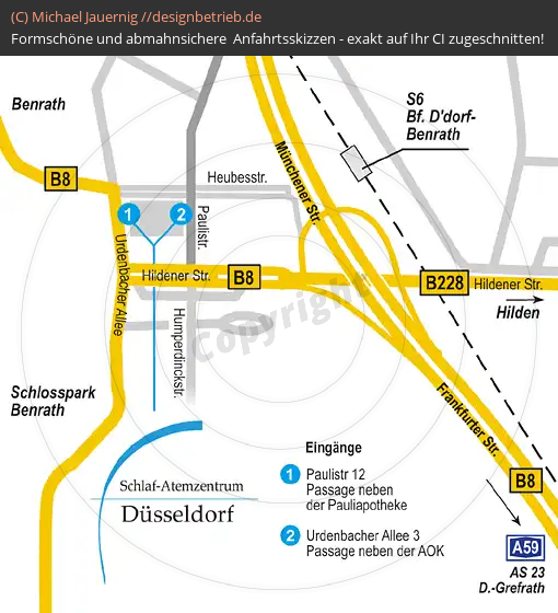 Anfahrtsskizzen erstellen / Wegbeschreibung Düsseldorf   Löwenstein Medical GmbH & Co. KG (75)