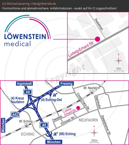 Anfahrtsskizzen erstellen / Wegbeschreibung Neufahrn   Niederlassung Löwenstein Medical GmbH & Co. KG (752)