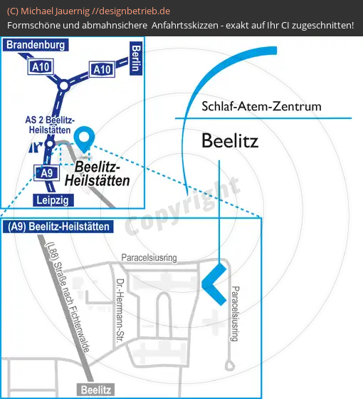 Anfahrtsskizzen erstellen / Wegbeschreibung Beelitz   Schlaf-Atem-Zentrum | Löwenstein Medical GmbH & Co. KG (762)