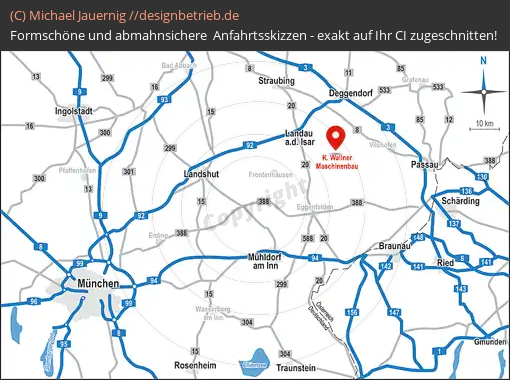 Anfahrtsskizzen erstellen / Wegbeschreibung Münchsdorf   Lageplan / Übersichtskarte Standort Münchsdorf und Umgebung | Klaus Wallner – Maschinen- Bau und Handel (770)