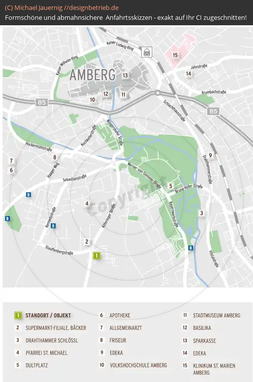 Anfahrtsskizzen erstellen / Wegbeschreibung Amberg Lageplan  punctum.de (773)