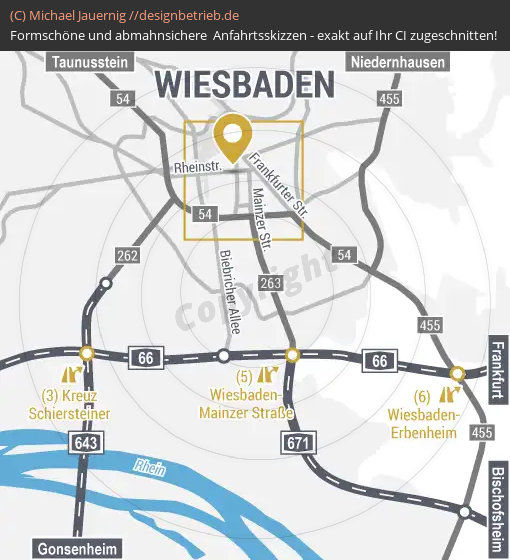 Anfahrtsskizzen erstellen / Wegbeschreibung Wiesbaden   Übersichtskarte | Waider Mediendesign (785)