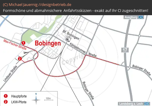 Anfahrtsskizzen erstellen / Wegbeschreibung Bobingen / München   Übersichtskarte | Industriepark Werk Bobingen GmbH & Co. KG (798)
