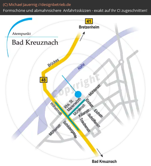 Anfahrtsskizzen erstellen / Wegbeschreibung Bad-Kreuznach   Löwenstein Medical GmbH & Co. KG (97)